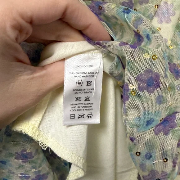 Lucy in the Sky Mesh Sequin Floral Babydoll Dress - Picture 4 of 13